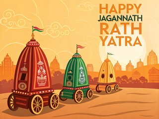 Happy jagannath ratha yatra festival illustration
