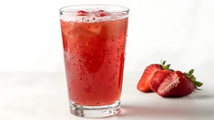 Fruit punch showing sipping line clean real view on white