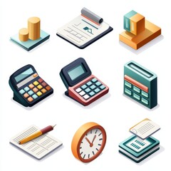 Accounting icon set cut out isolated on white background