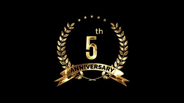 5th Anniversary Celebration. Golden 5 Year Anniversary Animation
