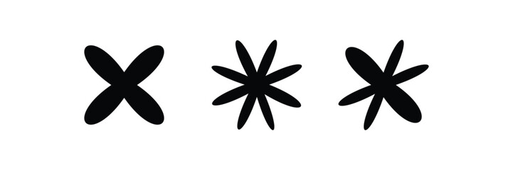 Set of minimalist stars with clean geometric designs, ideal for elegant layouts