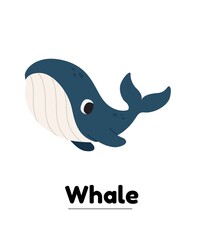 Whale vector illustration card learning 