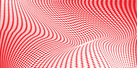 Grunge halftone gradient background. Faded grit noise texture. White and red sand wallpaper. Retro pixelated backdrop. Anime or manga style comic overlay. Vector graphic design textured template © Farida