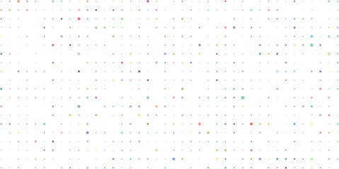 Colorful dotted digital grid pattern illustration with various shapes and sizes arranged randomly over a white backdrop ideal for website design or creative layouts.