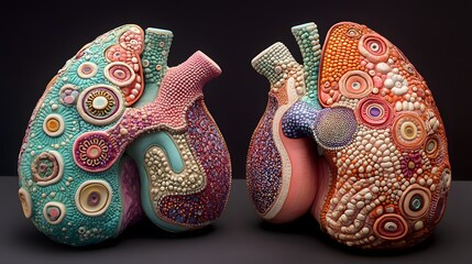 Ornate, detailed artistic representation of lungs.