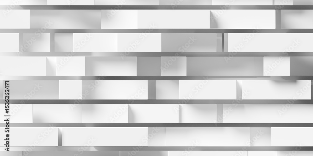 Poster random offset white rectangle cubes or boxes stripes geometrical background wallpaper banner pattern