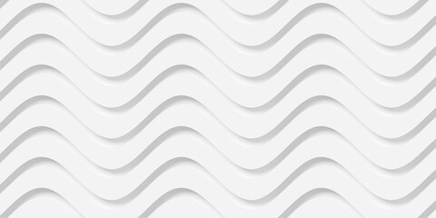 Grid of white inset smooth curves or waves geometry background wallpaper banner, flat lay top view