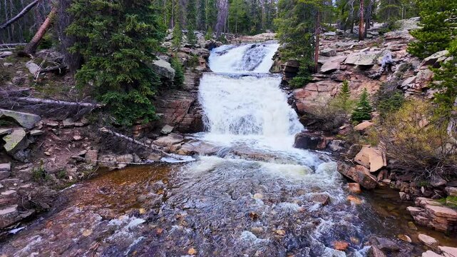 Provo River Falls along the Mirror Lake Highway in the Uinta mountains of Utah.