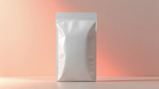 A blank snack packaging mockup, designed for healthy snack products, featuring a flat-pack bag with large
