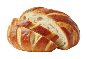 Freshly baked sliced bread loaf with crispy crust and soft texture
