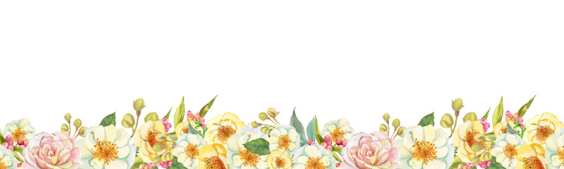 Watercolor flowers background vector for design.