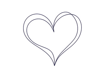  A simple, single-line drawing of a heart shape, a vector illustration on a white background, in a minimalist style