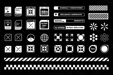 Futuristic streetwear cyberpunk interface element technology graphic vector design template