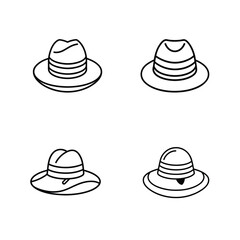 Summer hat vector icon set 4 PCS 