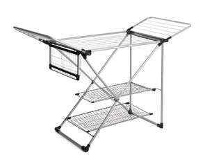 Foldable Three-Tier Silver Metal Clothes Drying Rack