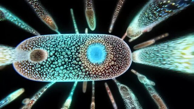 primitive unicellular organisms, microbes, bacteria