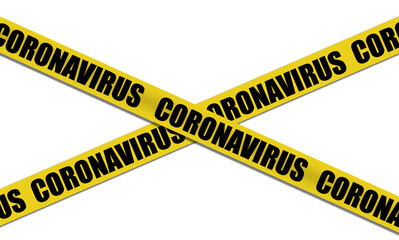 new type of coronavirus, a yellow ribbon warning of danger
