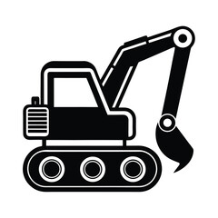 vector silhouette illustration of Hydraulic power with Heavy Excavator Silhouette for Construction Projects tractor 