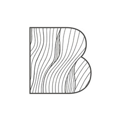 Elegant Letter B with wood or wavy texture. Dynamic and Modern B Outline Vector logo.
