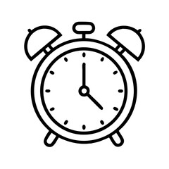Alarm Clock Line Art Icon for Wake Up, Reminder, Time Management