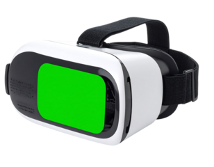 White and Black Virtual Reality Headset Mockup with Green Screen Visor