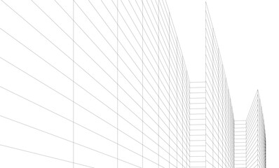 Abstract architectural background. Vector linear illustration on white background
