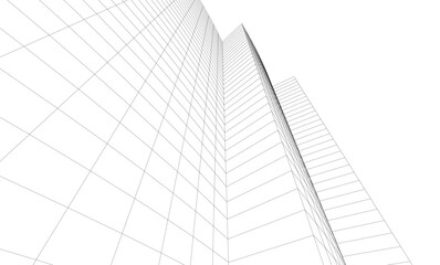 Abstract architectural background. Vector linear illustration on white background