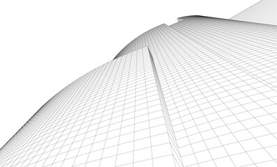 Abstract architectural background. Vector linear illustration on white background