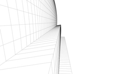 Abstract architectural background. Vector linear illustration on white background