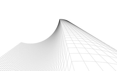 Abstract architectural background. Vector linear illustration on white background