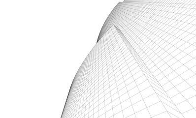 Abstract architectural background. Vector linear illustration on white background