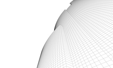 Abstract architectural background. Vector linear illustration on white background