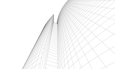 Abstract architectural background. Vector linear illustration on white background