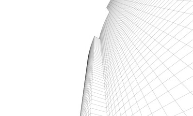 Abstract architectural background. Vector linear illustration on white background
