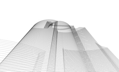 Abstract architectural background. Vector linear illustration on white background