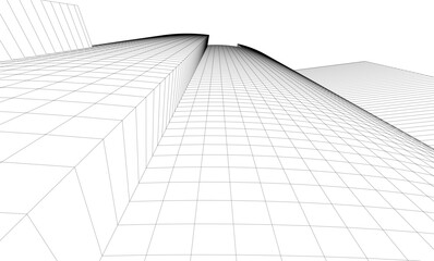 Abstract architectural background. Vector linear illustration on white background