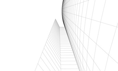 Abstract architectural background. Vector linear illustration on white background