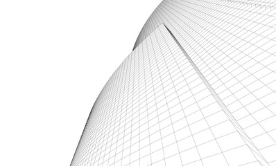 Abstract architectural background. Vector linear illustration on white background