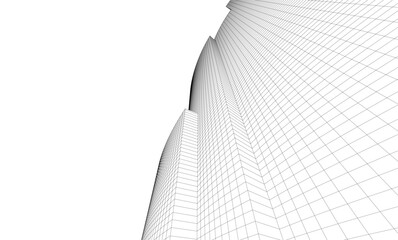 Abstract architectural background. Vector linear illustration on white background