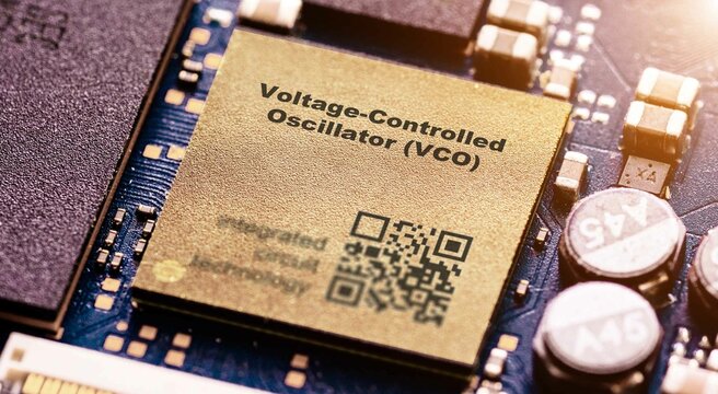 Voltage-Controlled Oscillator (VCO) IC generating an oscillating signal with a frequency controlled by voltage.