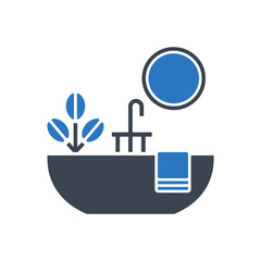 Bathroom Sink with Plant Icon