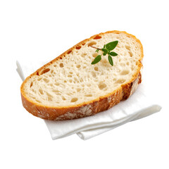Golden Sourdough Bread Slice on White Napkin