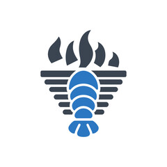 Fototapeta premium Shrimp with Fire Icon