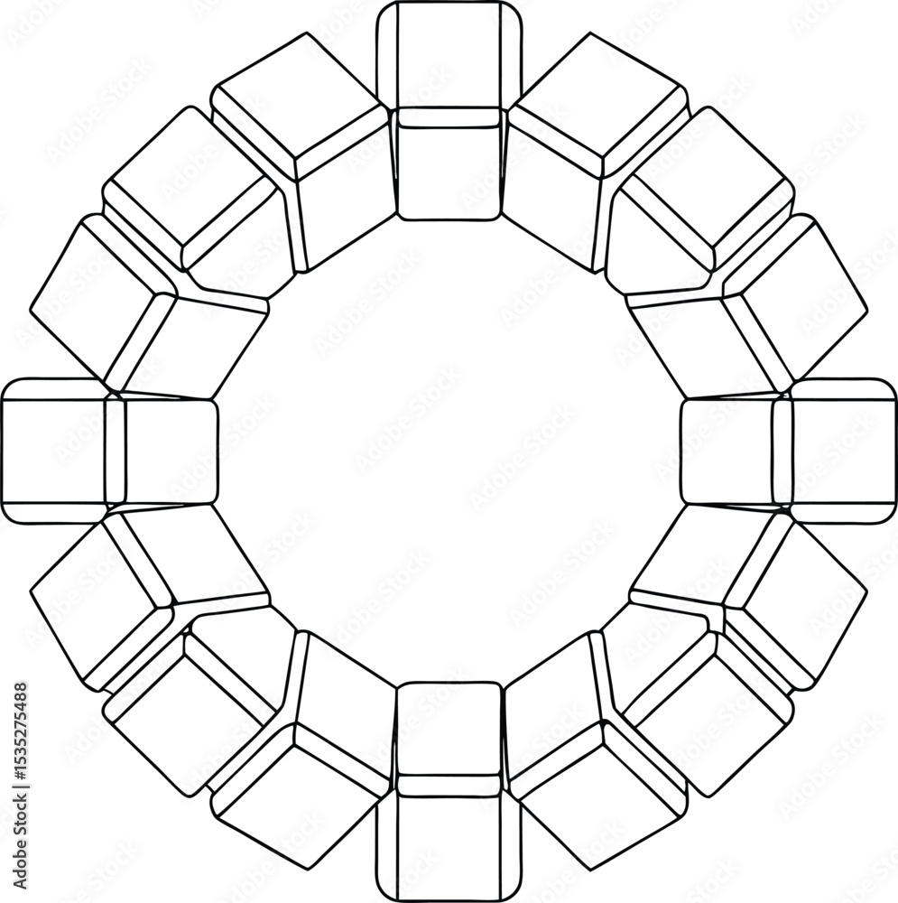 Poster abstract geometric circular frame of cubes design element