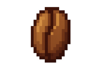 Pixelated coffee bean icon, perfect for representing coffee, caffeine, or breakfast in a retro, 8-bit style