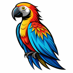 Obraz premium parrot realistic design and bold line black , white background ,full color