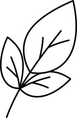 Obraz premium Three Leaves on Stem Outline - AI Generative 
