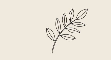 Simple Olive Branch Line Art - AI Generative
