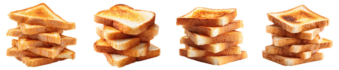 Stack of Toast Slice on Transparent Background, PNG set