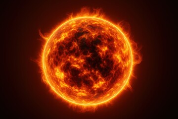 Fiery Sun with Intense Heat and Plasma Flares Against a Dark Backdrop Depicting Solar Activity and Energy Emission
